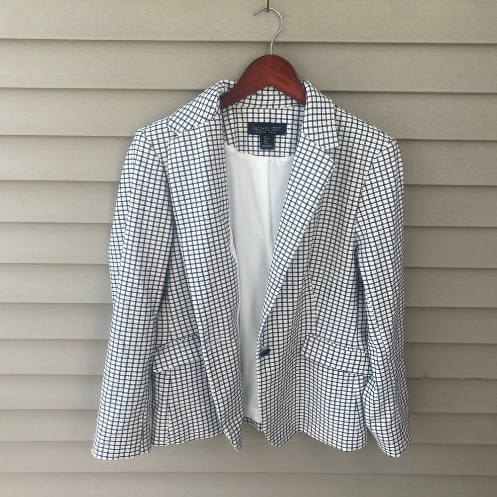 🌈 Rachel Zoe Black and White Plaid Blazer